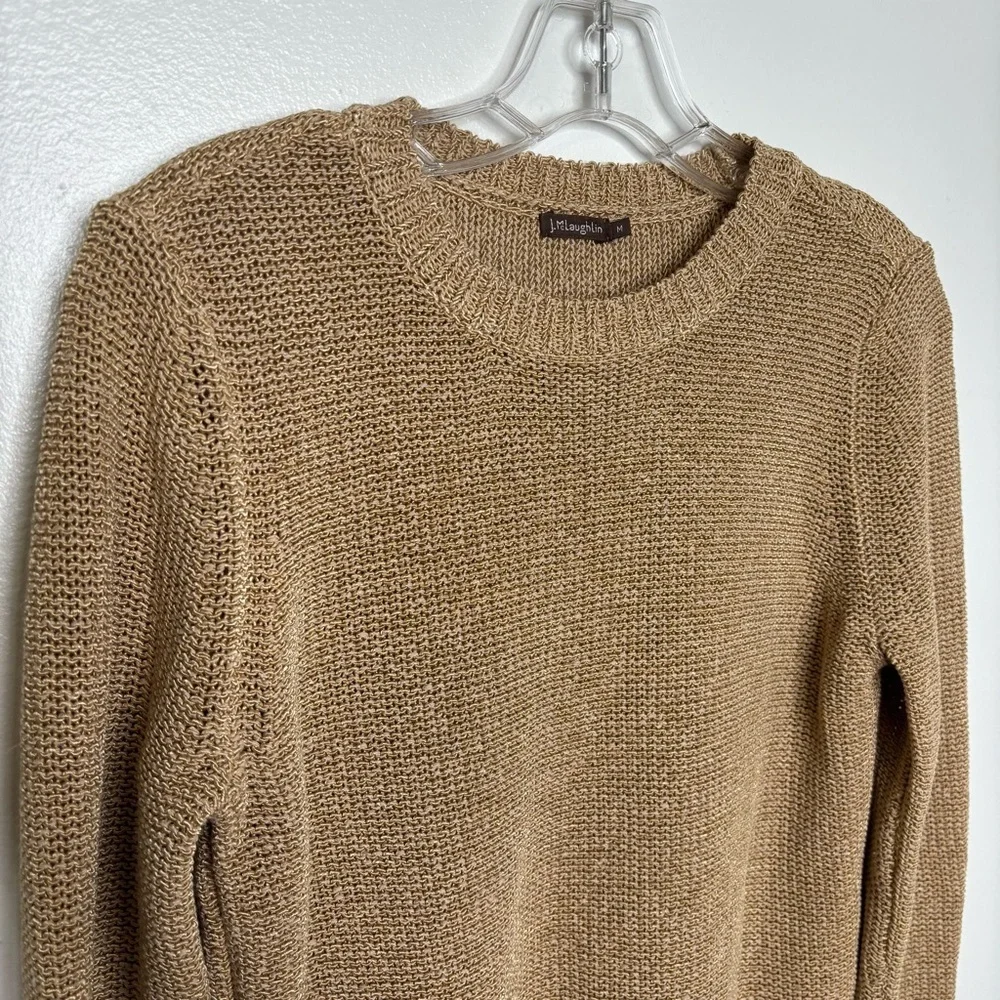 J.McLaughlin Metallic Knit Sweater‎ Tan Gold Medium - Picture 3 of 5